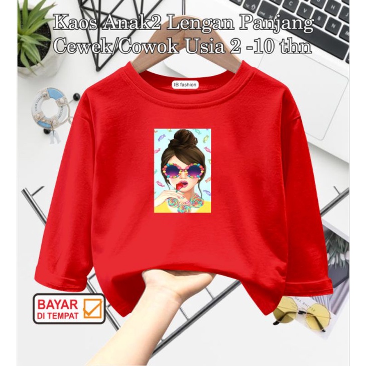 ((IB))KAOS ANAK PEREMPUAN PANJANG/CEWEK PERMEN DIGITAL SABLON