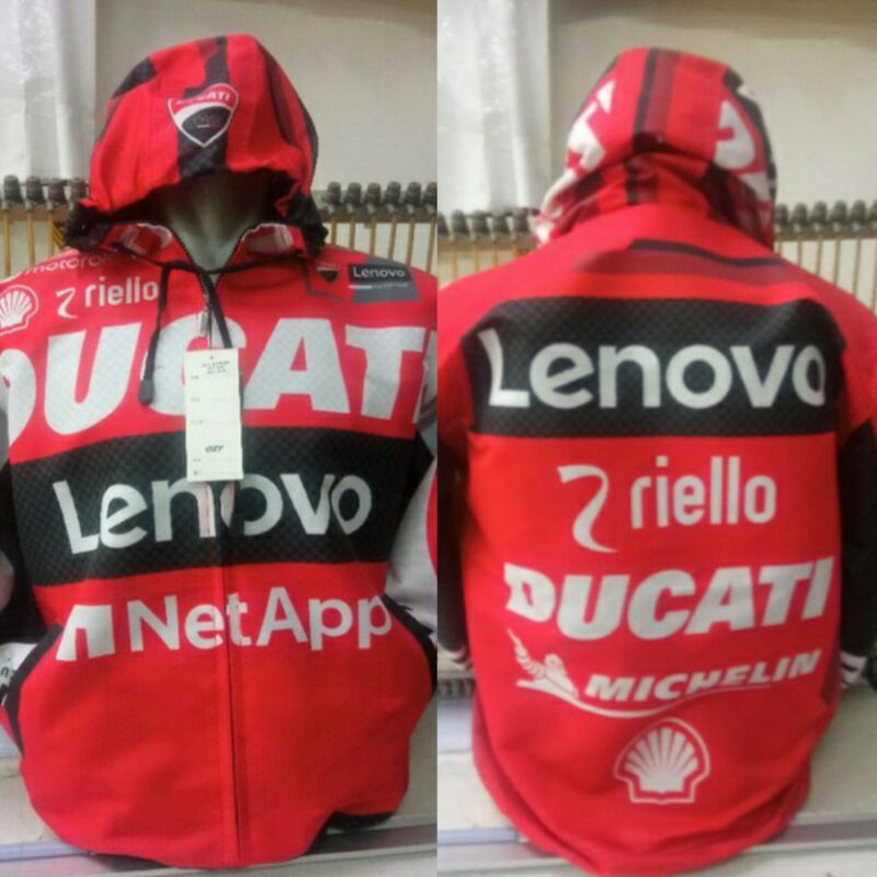 Jaket Ducati Lenovo Team MotoGP - Racing - NetApp - Riello - Corse - Michelin - Shell - Hoodie Zippe
