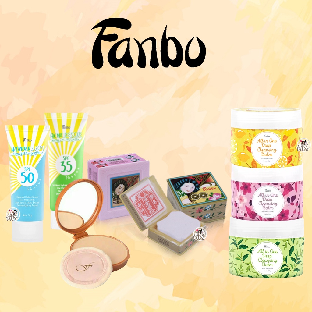 FANBO SERIES (Wonderskin / Acne Rescue Sunscreen, Gold Compact Powder, Bedak Hoi Tong, Cleansing Balm)