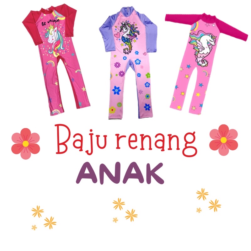 baju renang anak panjang perempuan karakter untuk umur 1-12 tahun terbaru
