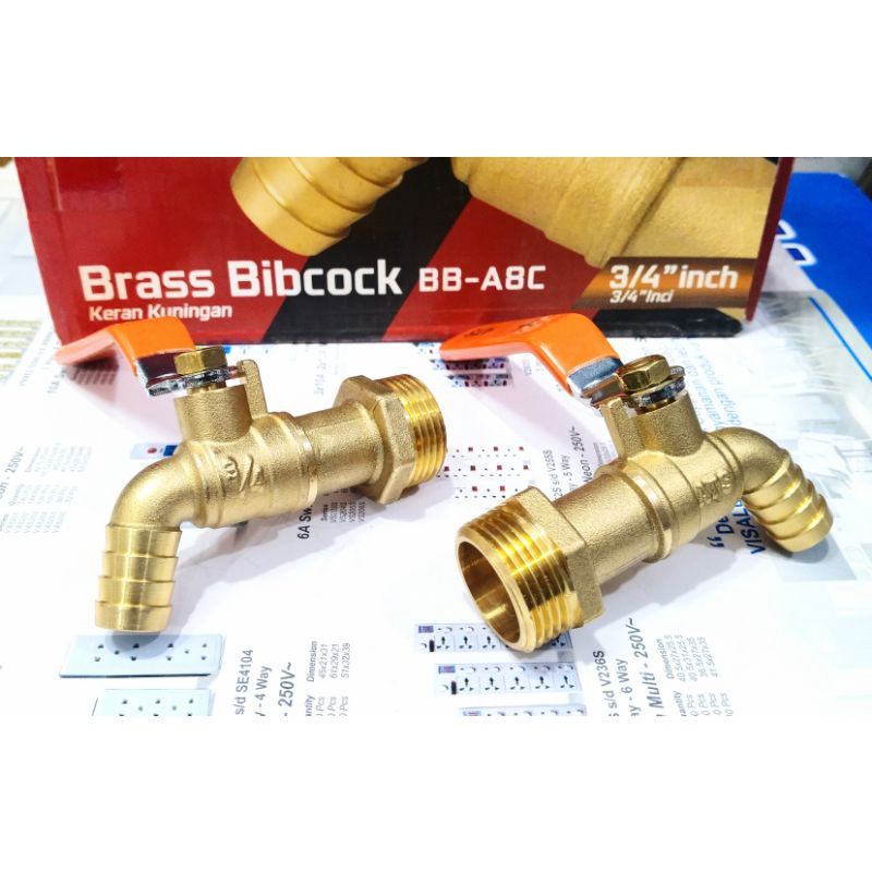 KRAN TAMAN Valve Bola Drat KUNINGAN Gagang Plat BESI Lapis Karet 1/2&quot; 3/4&quot; - ATS BBA8C