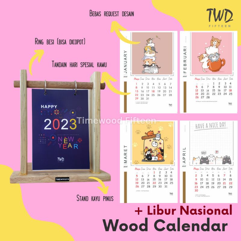 

KALENDER MEJA 2023 2024 AESTHETIC WOOD CALENDAR
