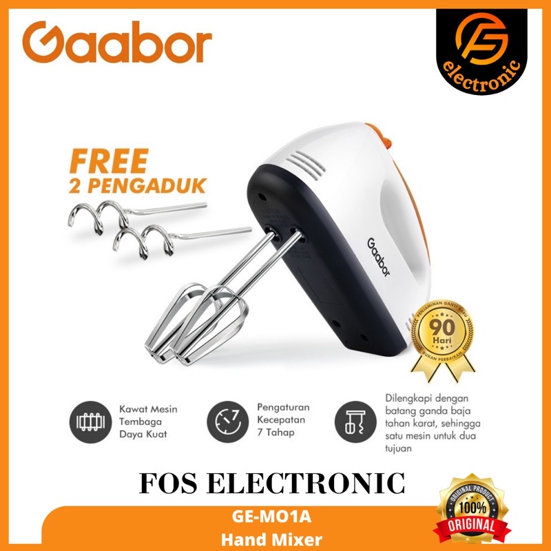 GAABOR HAND MIXER GE-M01A 100W KOCOKAN ADONAN TELUR ELEKTRIK 100% Ori