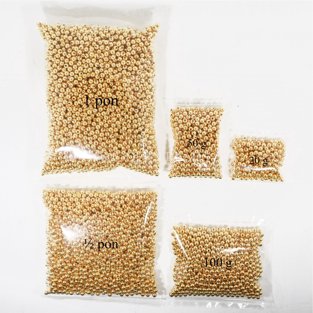 [1/2 PON] Mutiara Jepang / Payet Mote Manik Jepang Bulat  Kw 1 / Kw A / Grade A 3mm 4mm 6mm 8mm Warna Gold, Light Gold, Rose Gold, Silver