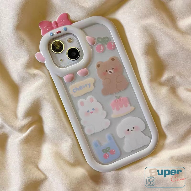 Soft Case Desain Kartun Monster Beruang Kelinci 3D Untuk IPhone 11 14 12 13 Pro MAX 7 8 6 6S Plus 14 Plus XR X XS MAX SE 14 Pro