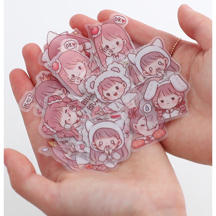 [DZ] ST555 - 40PCS/Pack Kawaii Facial Expression Girl Sticker Scrapbooking Stationery School Supplies