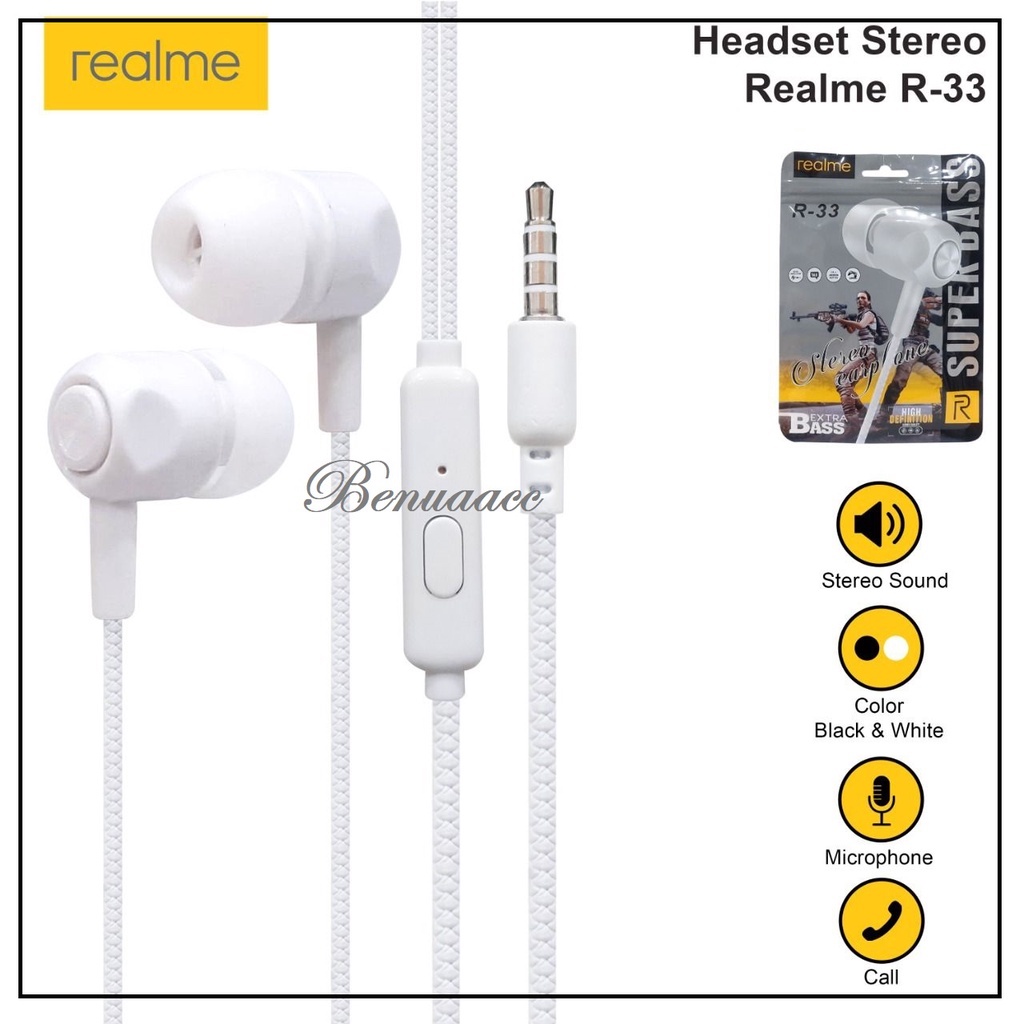 (ba) HF/ Headset Realme R-33 Super Bass Headset Stereo