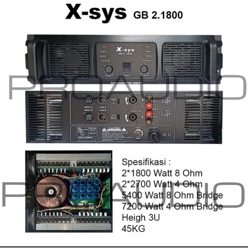 Power X-sys X sys Xsys GB 2.1800 GB 2 1800 2 Channel 1800 Watt Original
