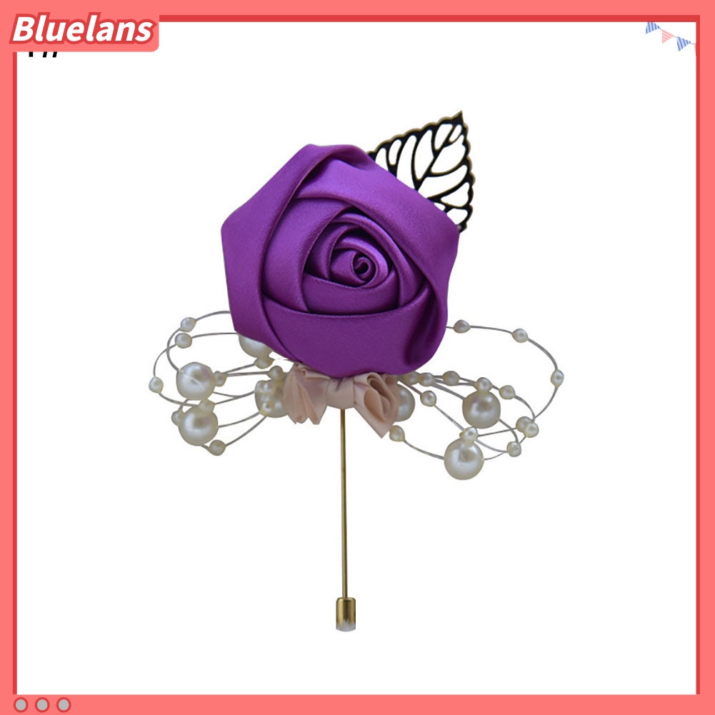 Bluelans Artificial Flower Leaf Boutonniere Corsage Wedding Ceremony Bride Groom Brooch
