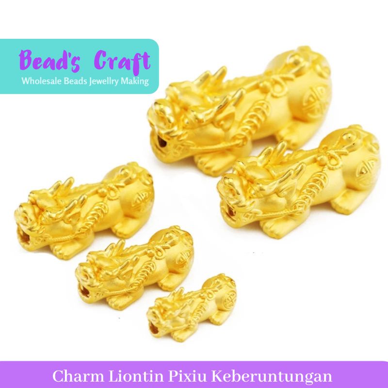 ✅ Liontin Charm Xuping Pixiu Naga Fengshui Emas Bahan Untuk Membuat Gelang