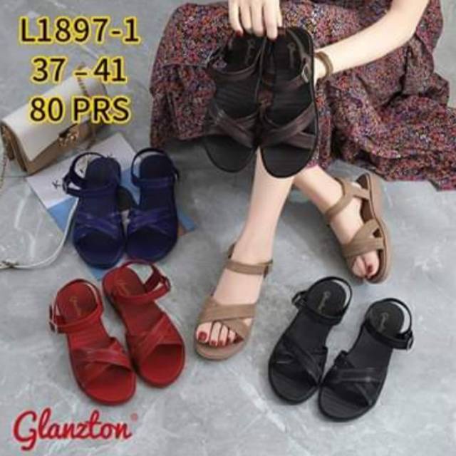 sandal flat tali wanita jelly polos galnzton L-1897-1 uk 37-41