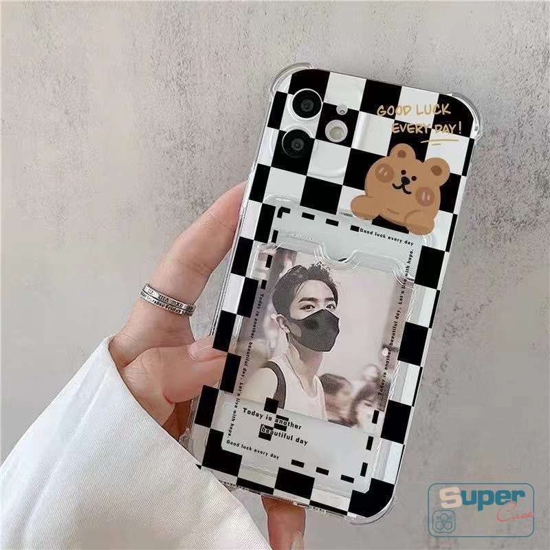 Soft Case Dompet Kartu Motif Kartun Beruang Tahan Banting Untuk Redmi 10 9 9A 10C 10A 9C NFC Note 9 11 10 9pro 11Pro 10s Pro Max Mi 11 Lite