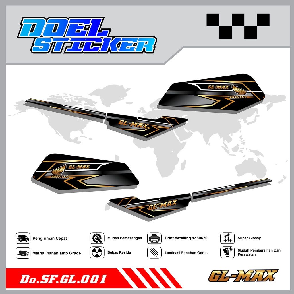 Sticker Striping GL PRO , MAX List Variasi Hologram pelangi,Crome Doel 001