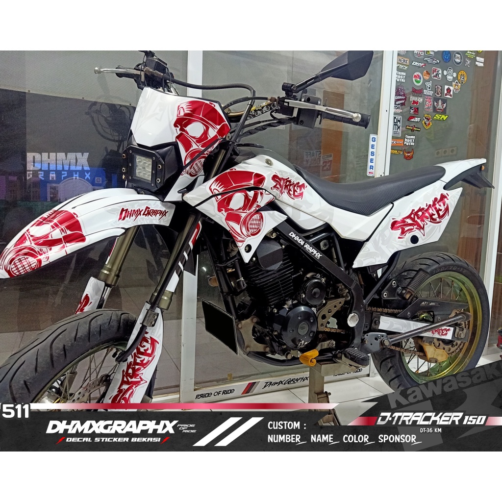DHMX Decal Sticker D Tracker 150 D-Tracker (DT-36 KM) Krom chrome merah