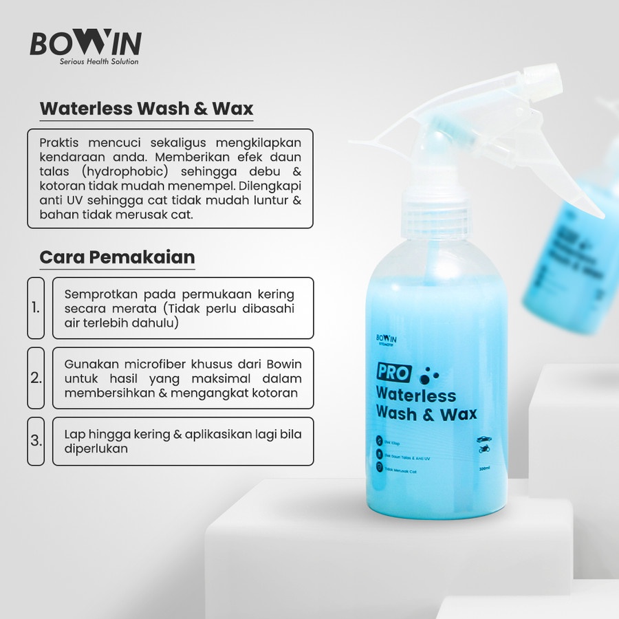 BOWIN Waterless Wash &amp; Wax 300mL (Pembersih &amp; Pengkilap Tanpa Air + Anti UV)