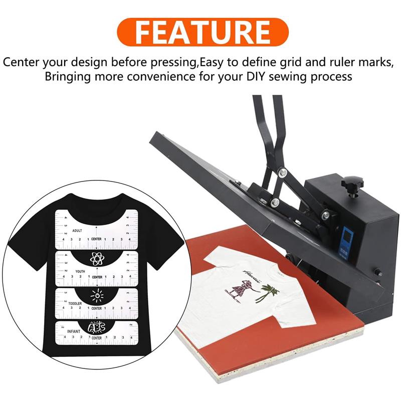 【5 PCS/SET】Penggaris Pengukur Desain Model Round Neck/T-Shirt Ruler/Penggaris Kaos Untuk Sablon Round Neck