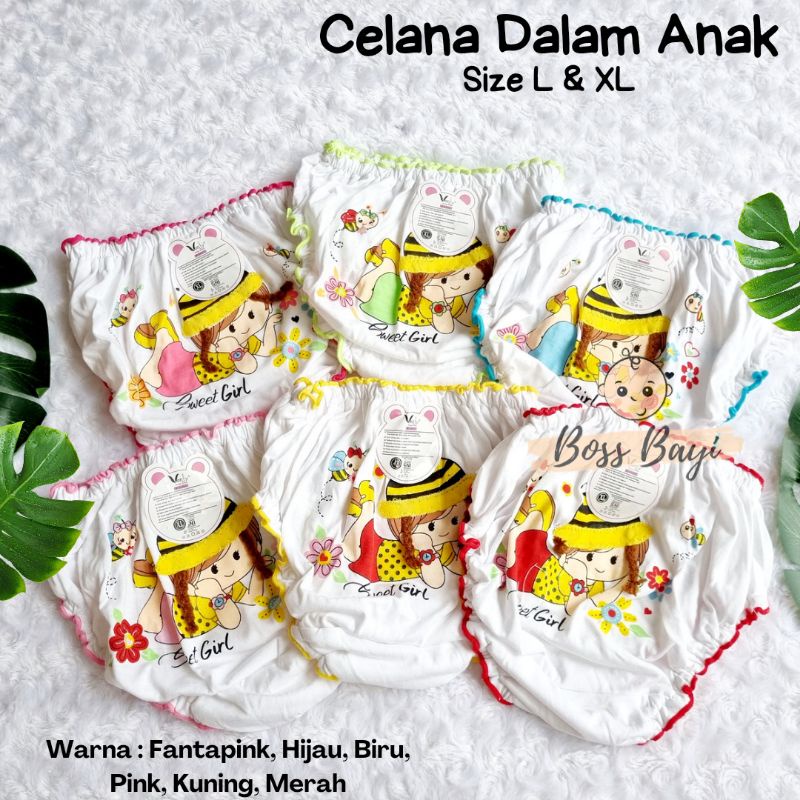 VONLY - Celana Dalam Anak Perempuan Motif size L dan XL satuan (per 1pc)