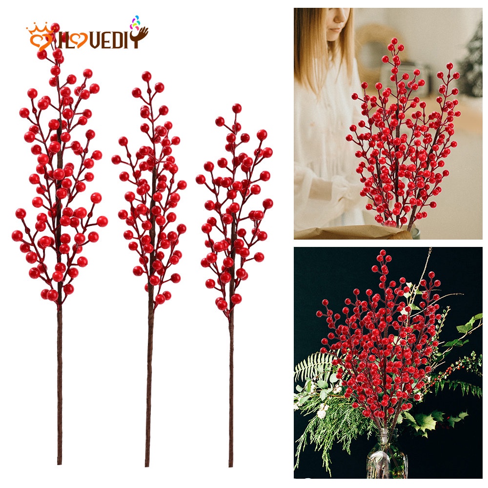 Ornamen Bunga Berry Buatan Bahan Plastik Ukuran 60 / 65 / 75cm Untuk Dekorasi Natal
