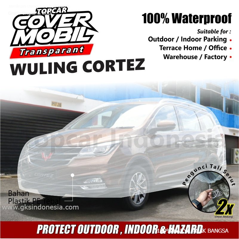 TOPCAR Cover Mobil Transparan Wuling Cortez Plastik Tebal Plastik Waterproof Outdoor Indoor