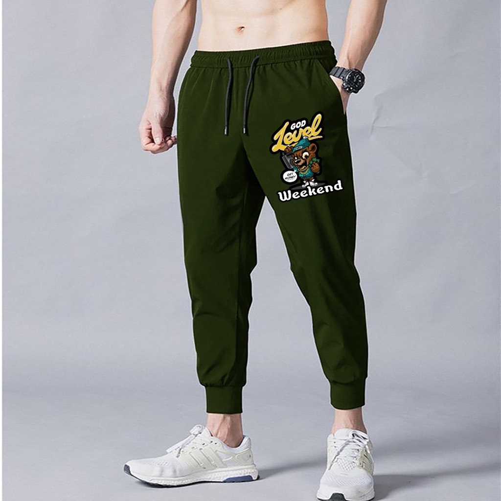 Celana Jogger Pant Pria Santai Panjang Motif Printing Kasual