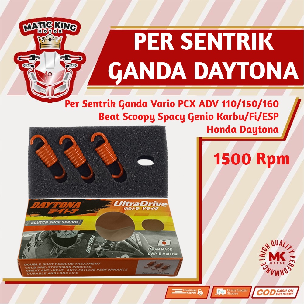 Daytona Per Sentrik Kampas Ganda Kopling Vario Beat PCX Scoopy Genio Deluxe Fi ESP 110 125 150 160 1500 RPM 4954 4956 4958