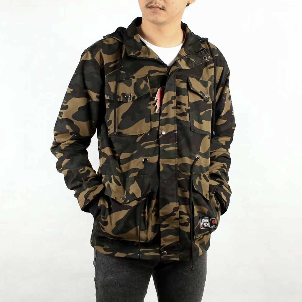 Jaket Pria Parka Army Ghubitch Canvas Original Quality Premium Army Coklat