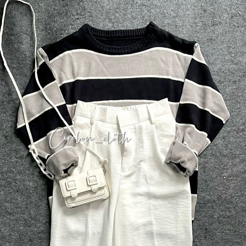ONE SET SWEATER KEILA (Cirebon Cloth)-Keila + Kait White