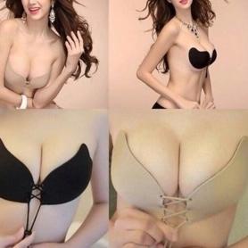 BestSeller Push up bra BH Angel wing tanpa tali backless strapless tempel ikat bra sexy hitam krem b