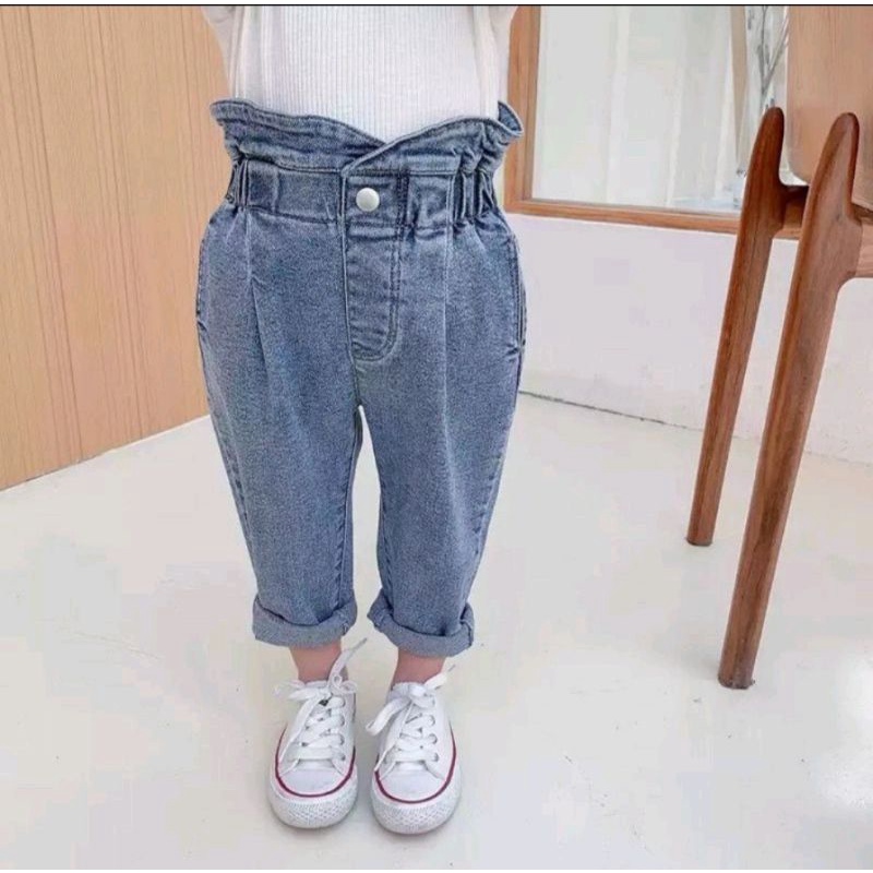 Celana Amira Jeans Anak Perempuan Umur 3-8 Tahun / Boyfriend Baggy Pant Wanita Cewek Model Terbaru K