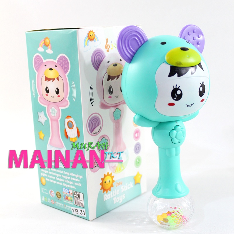 MAINANKEI MAINAN ANAK MURAH YB31 BABY RATTLE STICK GENGGAMAN BAYI MENARIK TERDAPAT MUSIK DAN KERINCINGAN