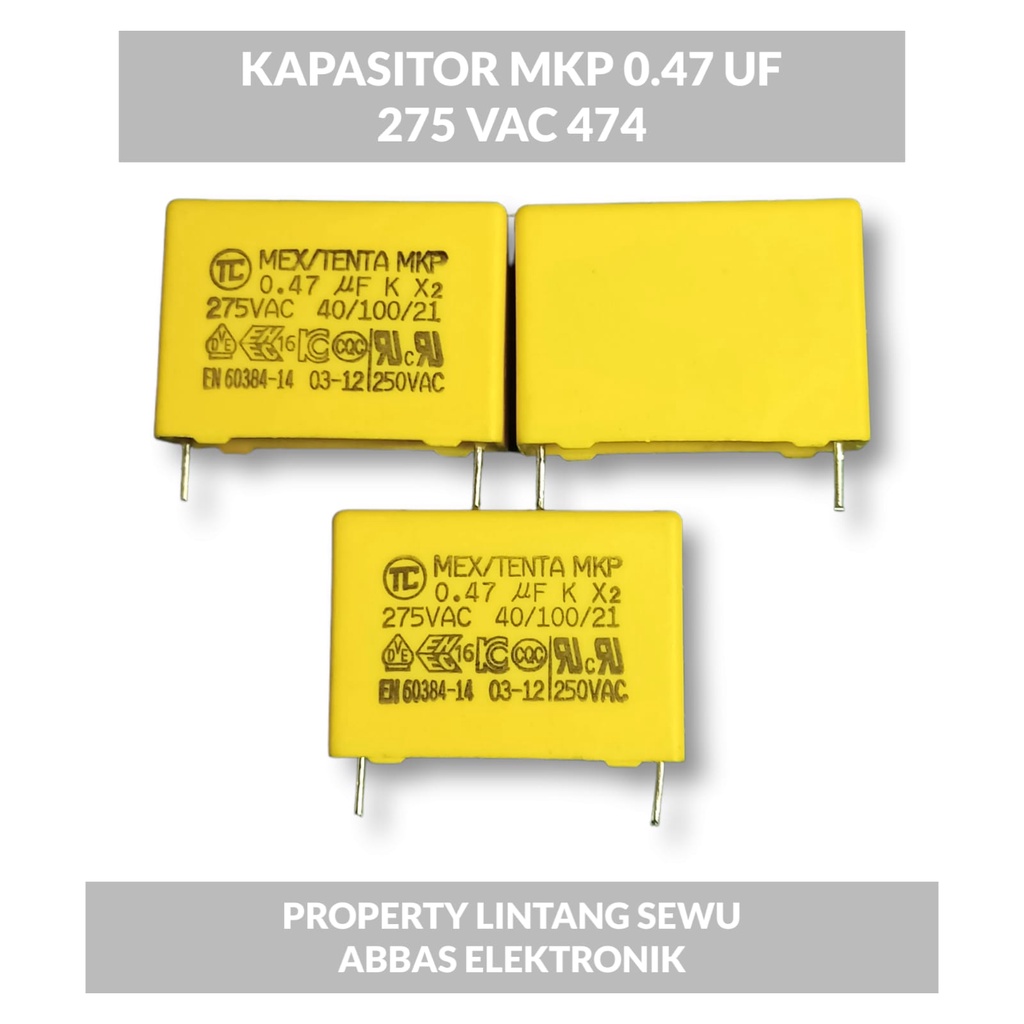 KAPASITOR CAPASITOR MKP 0.47 UF 275 VAC 474 275V 0.47 MIKRO