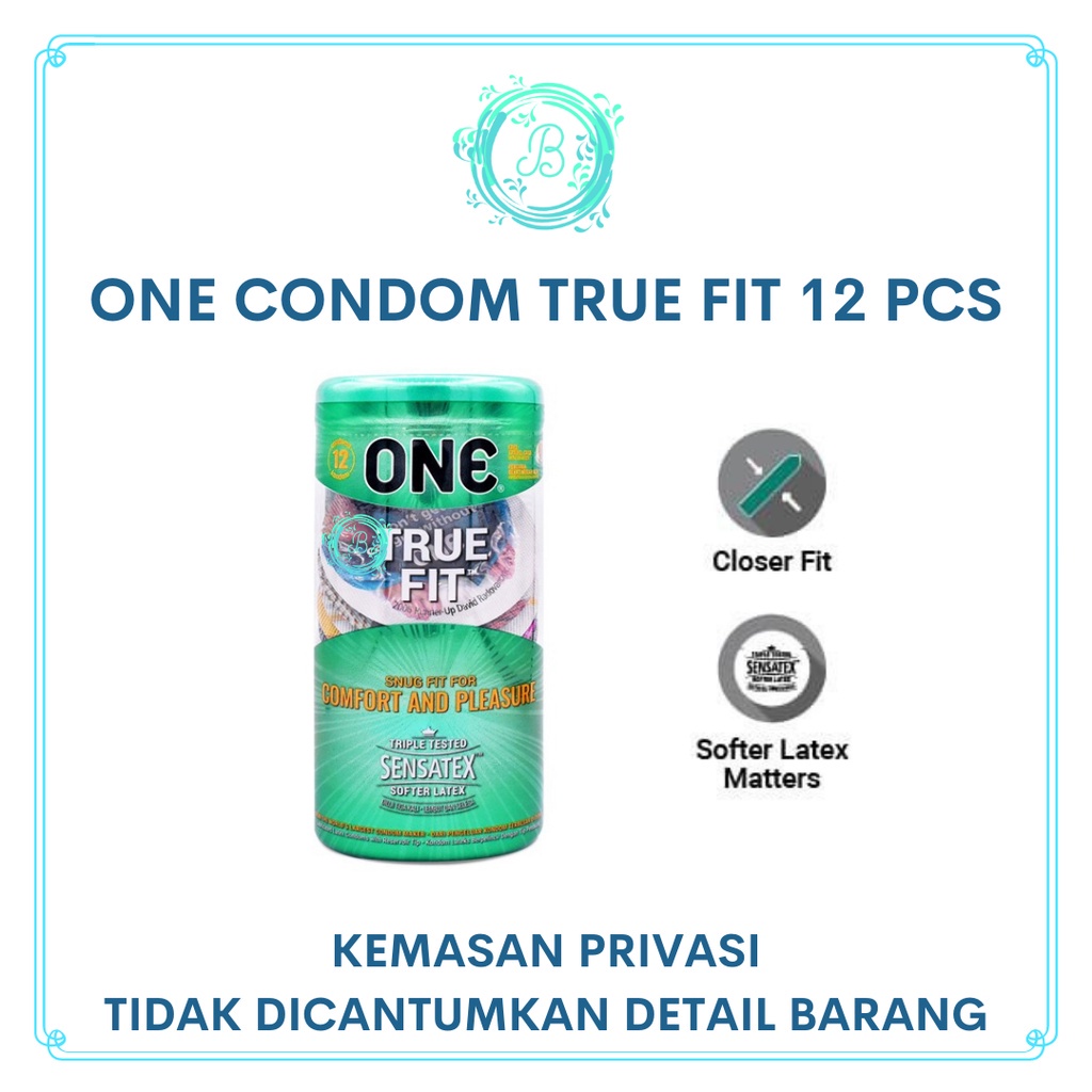 Kondom ONE True Fit isi 12 Pcs  Kondom ONE Pas dan Ketat