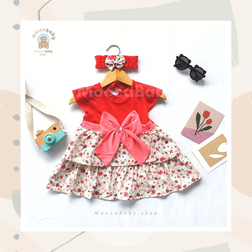 MBSS - (EXCLUSIVE ON MOCCABABY ) Dress Bayi Motif Animal Lucu Baju Bayi Perempuan / QIU2 RIBBON FLOWER