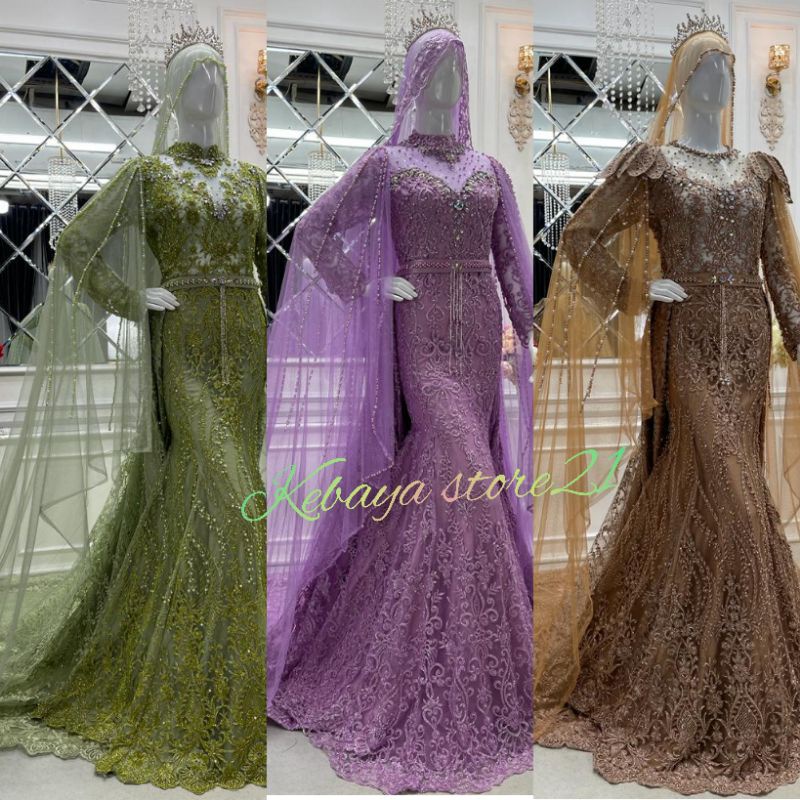 GAUN SLIM WEDING DRESS BUNGA' 3D/ GAUN  PREMIUM  BEREKOR/GAUN WEDDING PAYET MUTIARA/GOWN MODEREN
