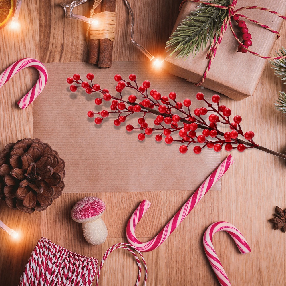 Buket Bunga Berry Merah Buatan Untuk Dekorasi Natal