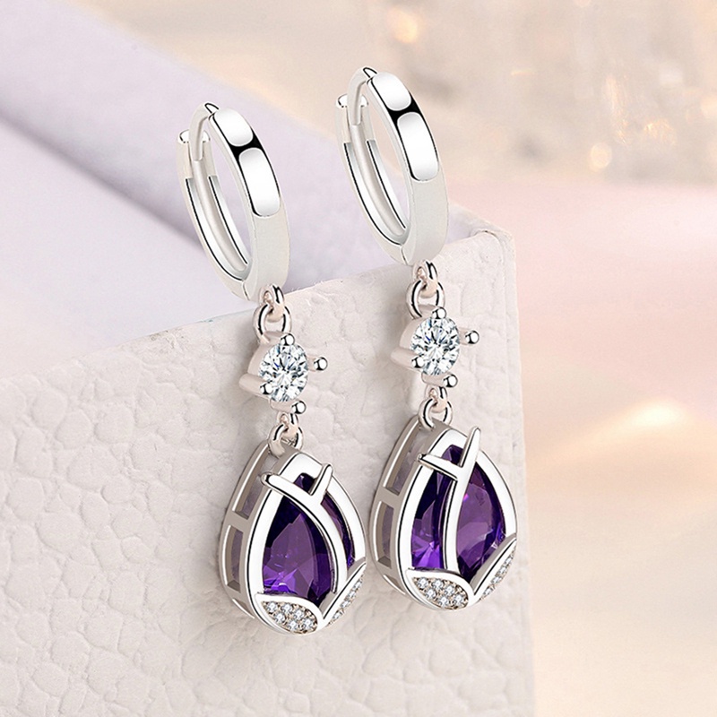 Anting 925 Silver Needle Bentuk Bunga Aksen Kristal Gaya Vintage Untuk Wanita