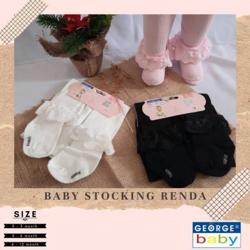 Celana Legging Tutup Kaki Renda George Baby