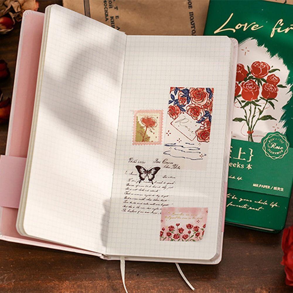 Mxbeauty Loose-leaf Notebook Perlengkapan Kantor Kreativitas Alat Tulis Sekolah DIY Scrapbook Seri Puisi Mawar Tulisan Pad Retro Handbook