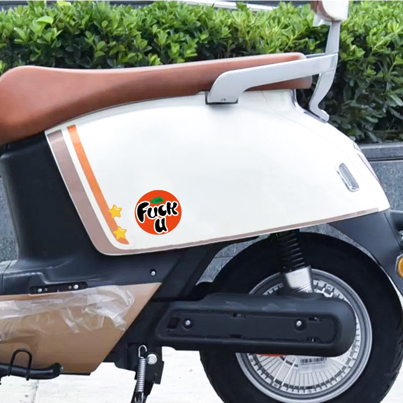 Fanta LOGO Funny Motorcycle Waterproof Sticker Nakal Orange Car Rar Car Window Decorative Decal Untuk Vespa