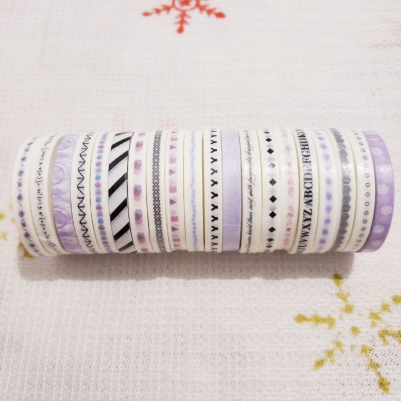 

RANDOM 1 pcs washi tape | selotip mini hitam ungu