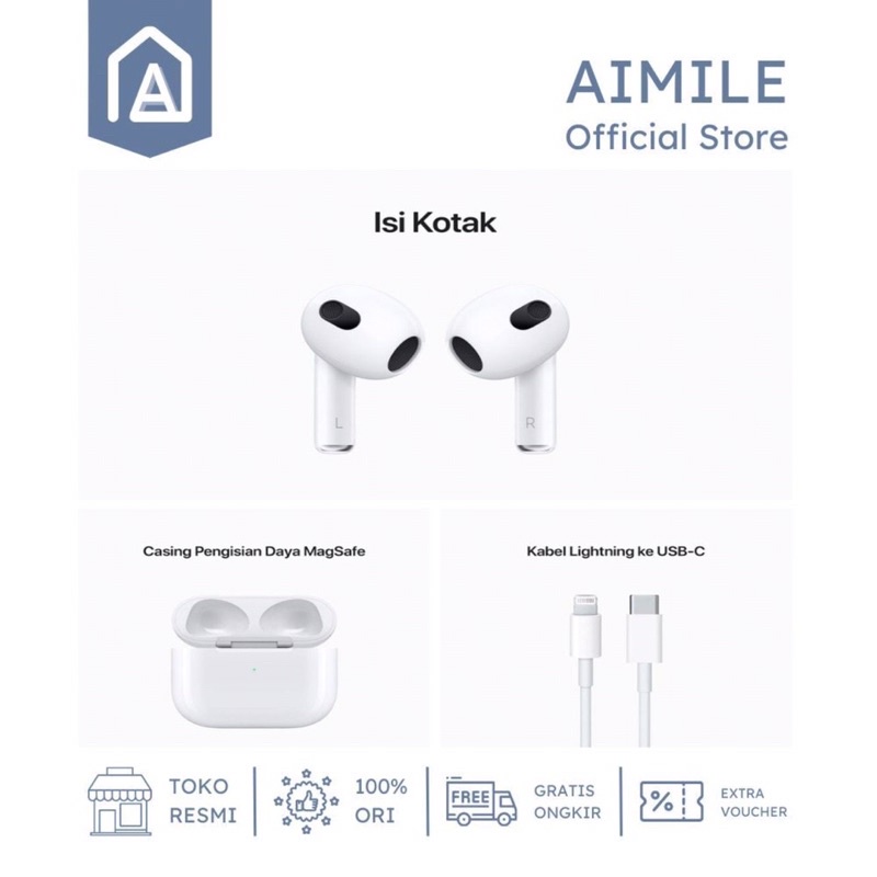 Headset TWS Gen 3 2022 Wireless Charging [Final Upgrade + IMEI / Serial Number Valid + Spatial Audio]