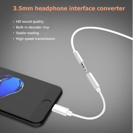 Konverter Coverter Dongle Likning Konektor Dongel Jack Audio Kabel Ligning Converter Sambungan Kabel Carger Ke Headset Hedset Handsfree Hetset Audio Converter Jack Lighting 3.5MM HP Dongel Aipon Iponns Appel Ifon HP7