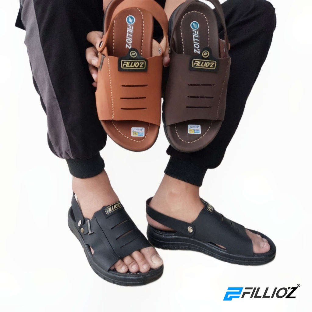 Fillioz Steven Sandal Pria Kulit Let Gunung Anti Slip Elastis Lentur Original