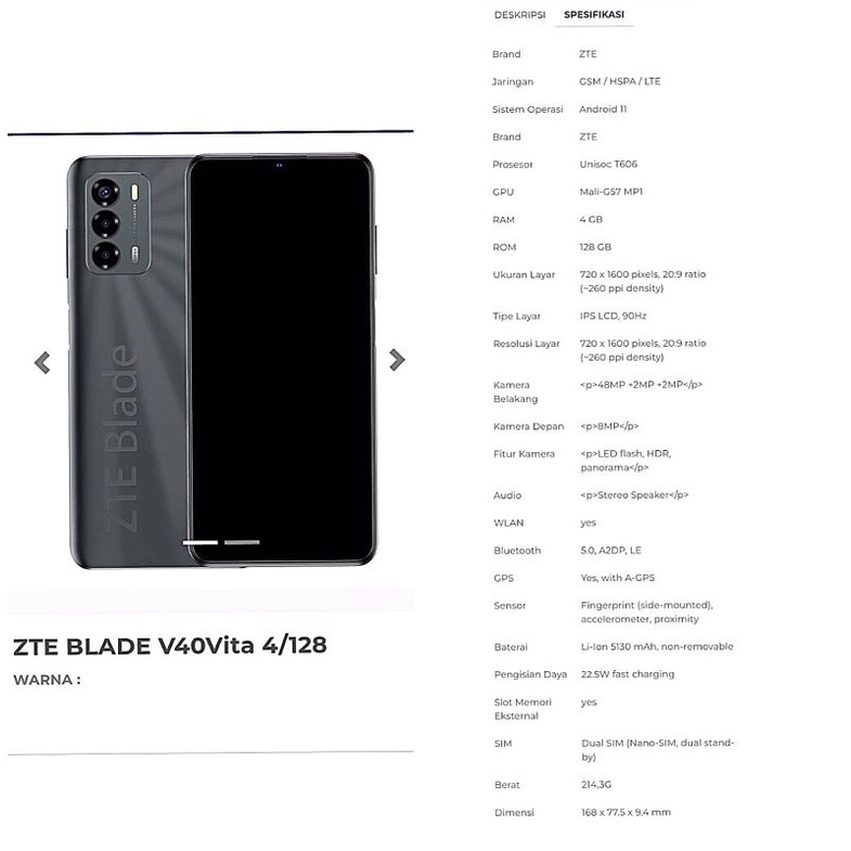 ZTE BLADE V40 4/128 GARANSI RESMI