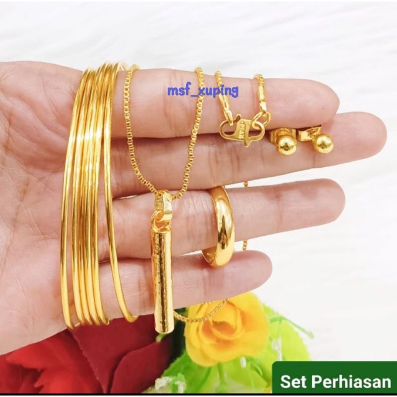 Set perhiasan xuping lapis emas wanita aksesoris fashion 033