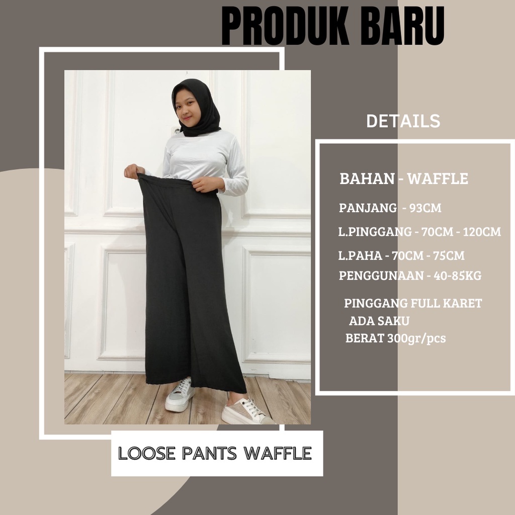 HIGHWAIST LOOSE PANTS KULOT WAFFLE PREMIUM