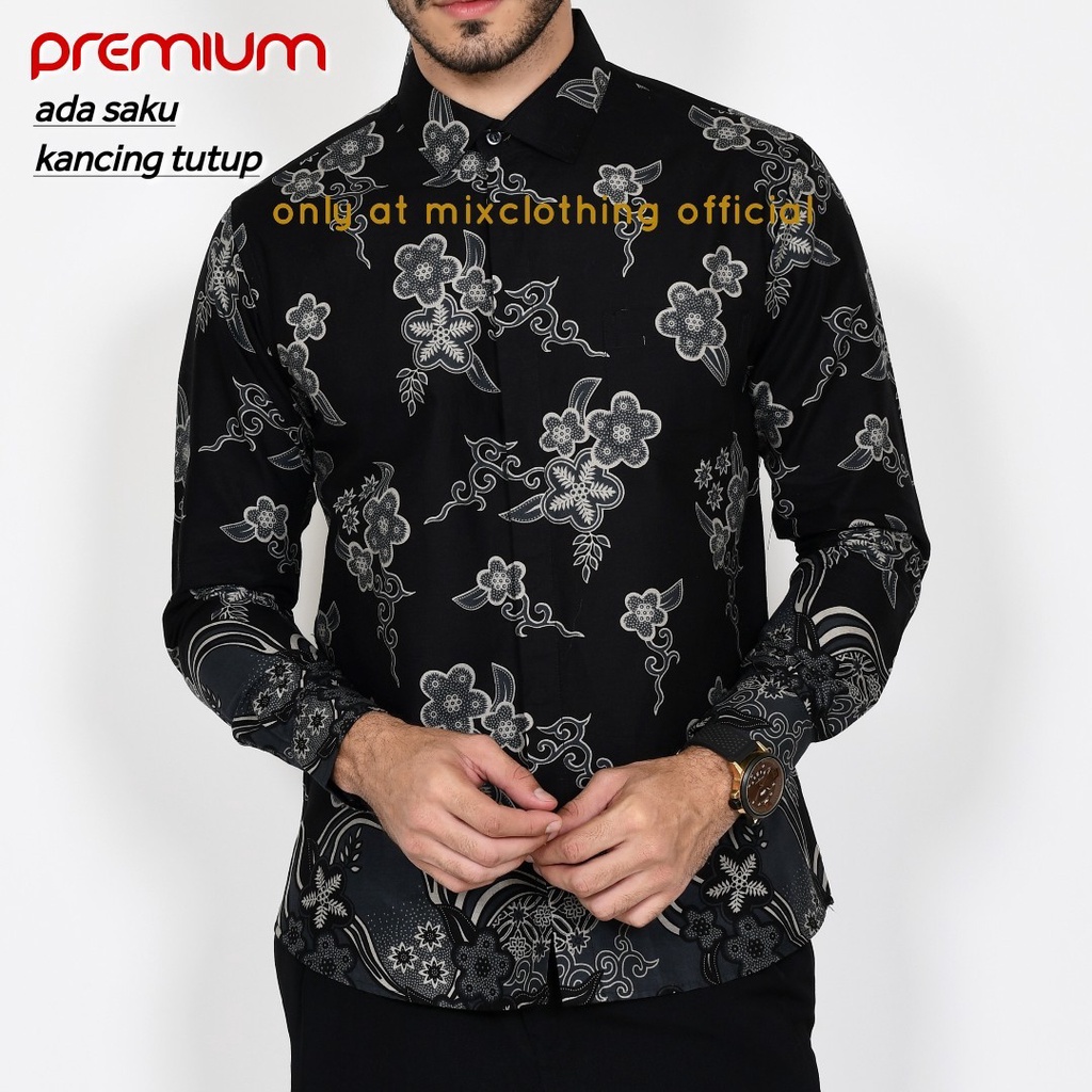 New Premium Baju Kemeja Batik Pria Slimfit Lengan Panjang 1904