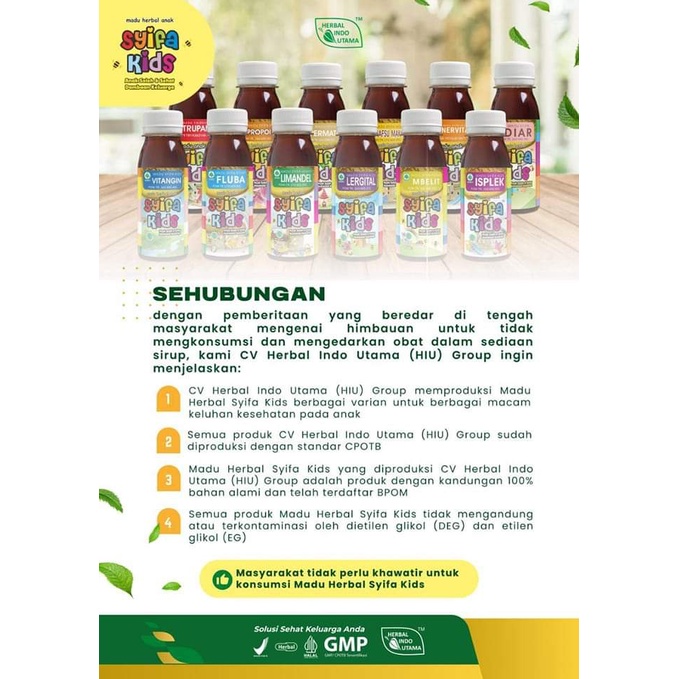 Madu Anak Syifa Kids MBELIT HIU 100 ml - Mengatasi Sembelit Pada Anak