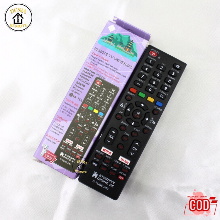 Remot Remote Multi Universal U TUBE 240 SMART ANDROID LED LCD berbagai merk (tcl, changhong, LG, dll)