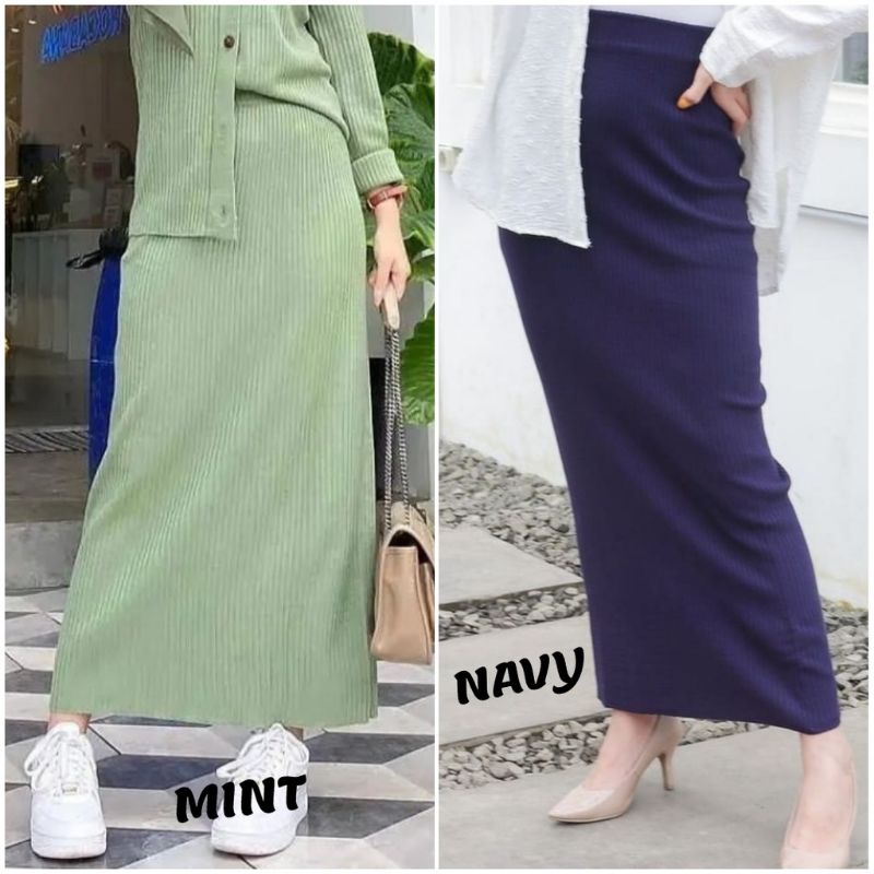 ROK SPAN RAJUT / BAWAHAN WANITA HIJAB-NON HIJAB / PANJANG SEMATA KAKI UNTUK BB 40-75 KG